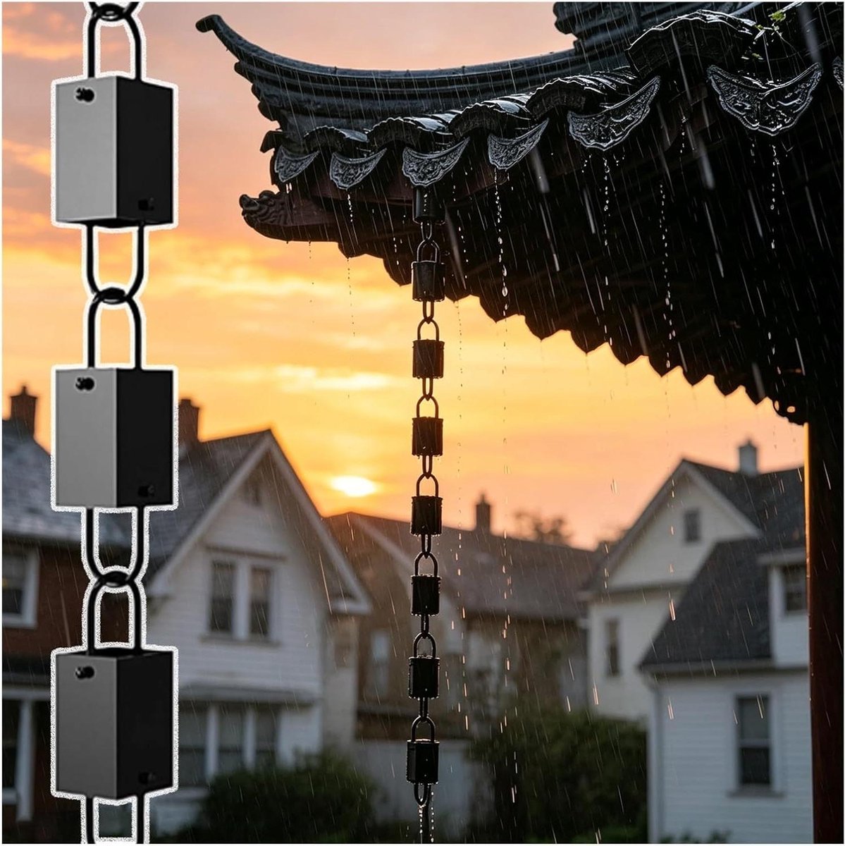 Regenketting Aluminium - Decoratieve Vanger - Water Afvoeren - Moderne Bekers - 4 meter - Aluminium