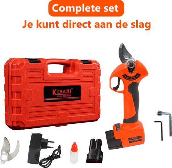 Kibani Accu Takkenschaar 16.8V - Met Extra 1500mAh Accu en Set Messen - Elektrische Snoeischaar - Bloemenschaar - Electrisch - Klein - Op Accu - 25 mm van Kibani — afbeelding 4