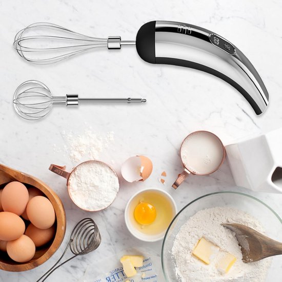 Elektrische Handmixer - Draadloze Garde - Beslag Maken - Ergonomische Handgreep - 149 cm - Zilver Zwart van Merkloos — afbeelding 4