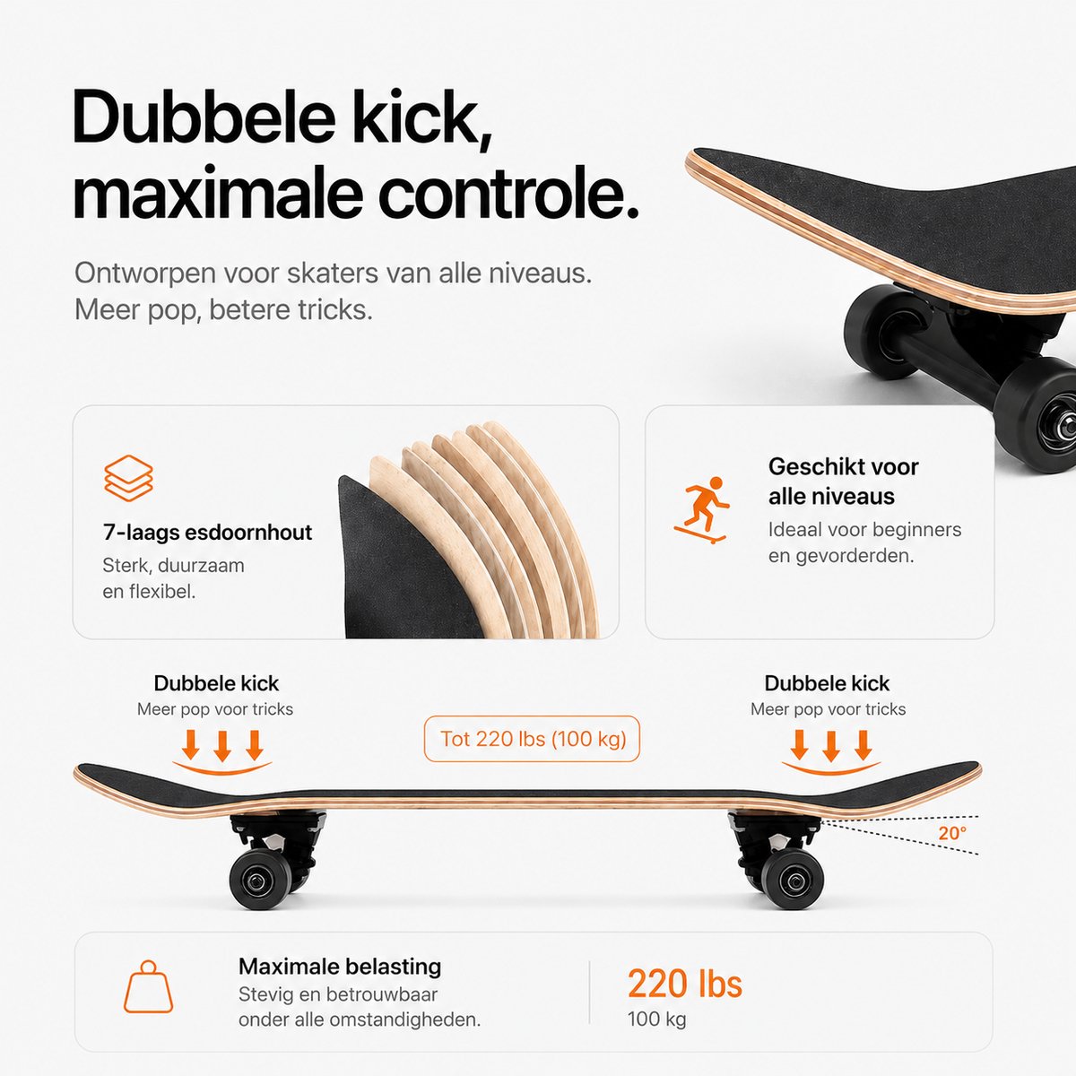 Suotu Skateboard - 80x20cm - ABEC-9 - 95A - schokabsorptie - Jongens - Meisjes - Volwassenen Skateboards — afbeelding 6