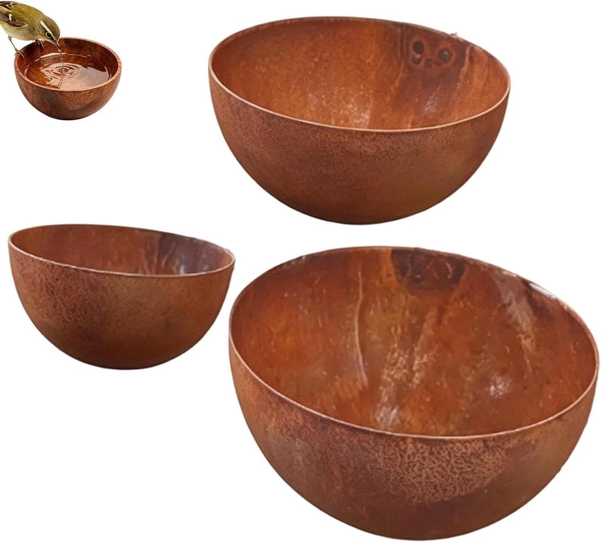 Regenwater Verzamelaar - Buiten Decoratieset - Dieren Voeden - Artistieke Tuinverfraaiing - 3 Delig - Rustiek