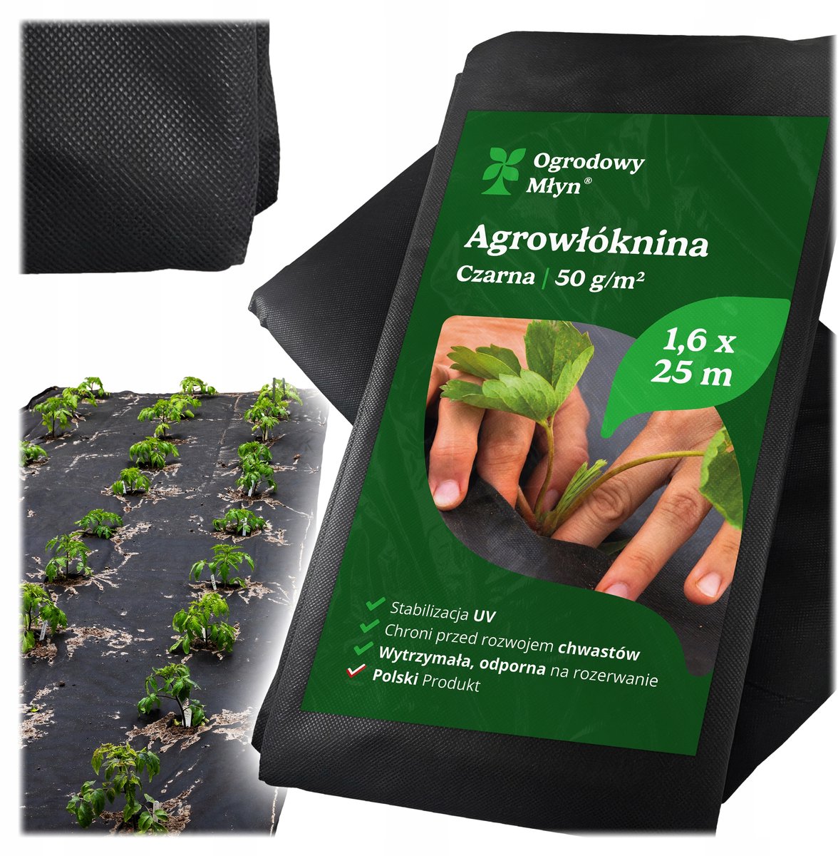 Zwarte Agroweefdoek 1.6x25m - Onkruidbestrijding & Bodemverbetering