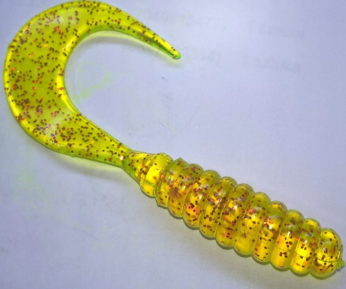 Mann's Twister 7cm - Transparant Geel Fluo Rood Glitter