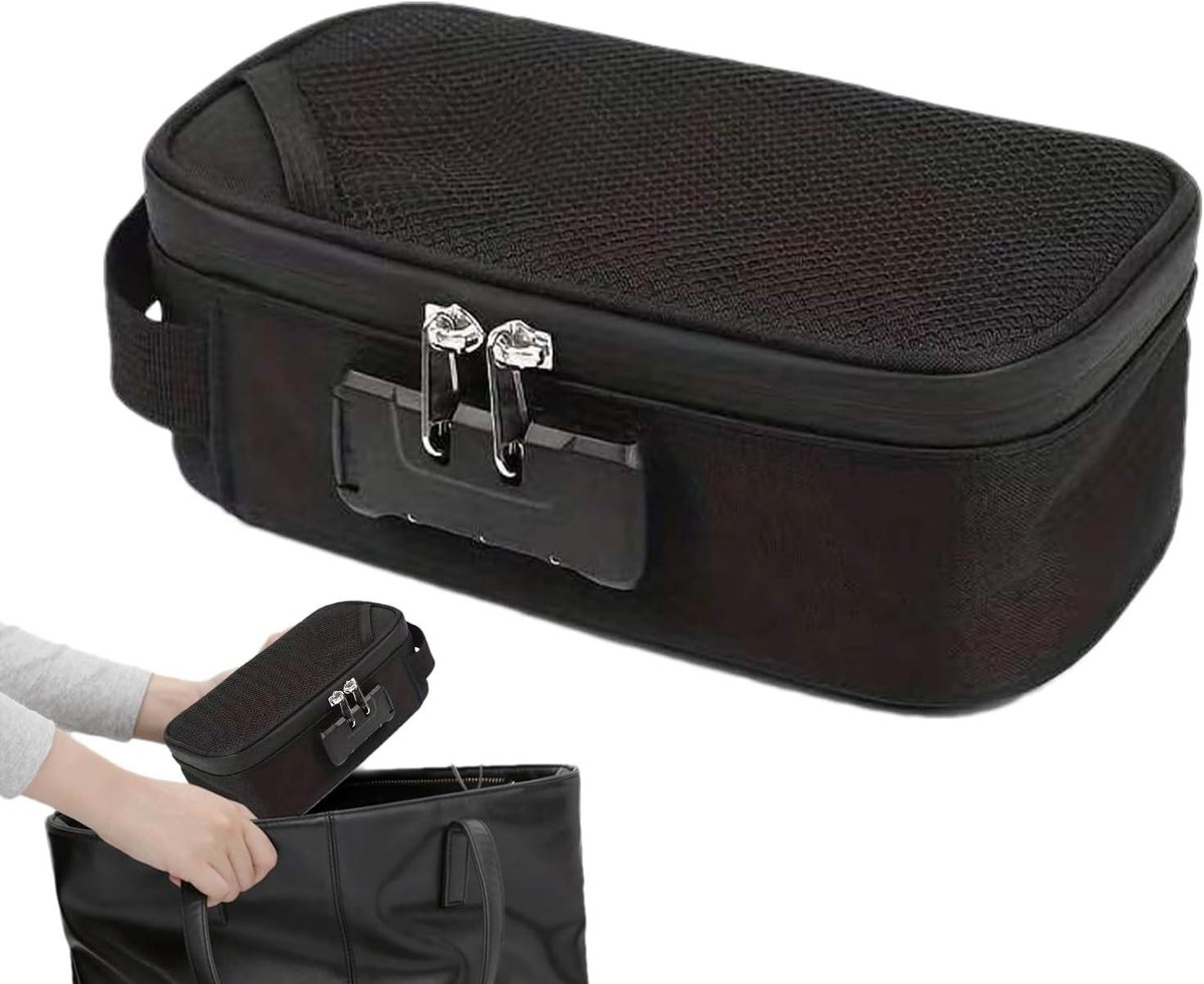 Geurdichte opbergdoos - Documenten etui - Veilig opbergen - Met wachtwoordslot - 23 x 18 x 7.8 cm - Zwart