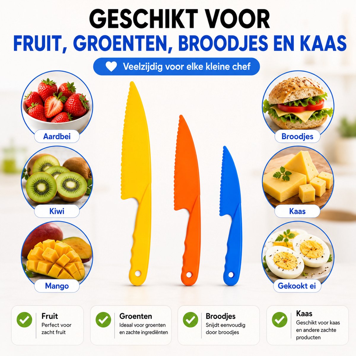 Kindermessen Set 3-delig | Veilige Kindermessen voor Kinderen | Kinderkeuken Set | Vanaf 3 Jaar — afbeelding 3
