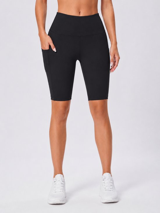 SparkNine Novashort korte sportbroek dames - fitness short - half lang - L - zwart - hoge taille - met zakken - squatproof van Merkloos — afbeelding 5