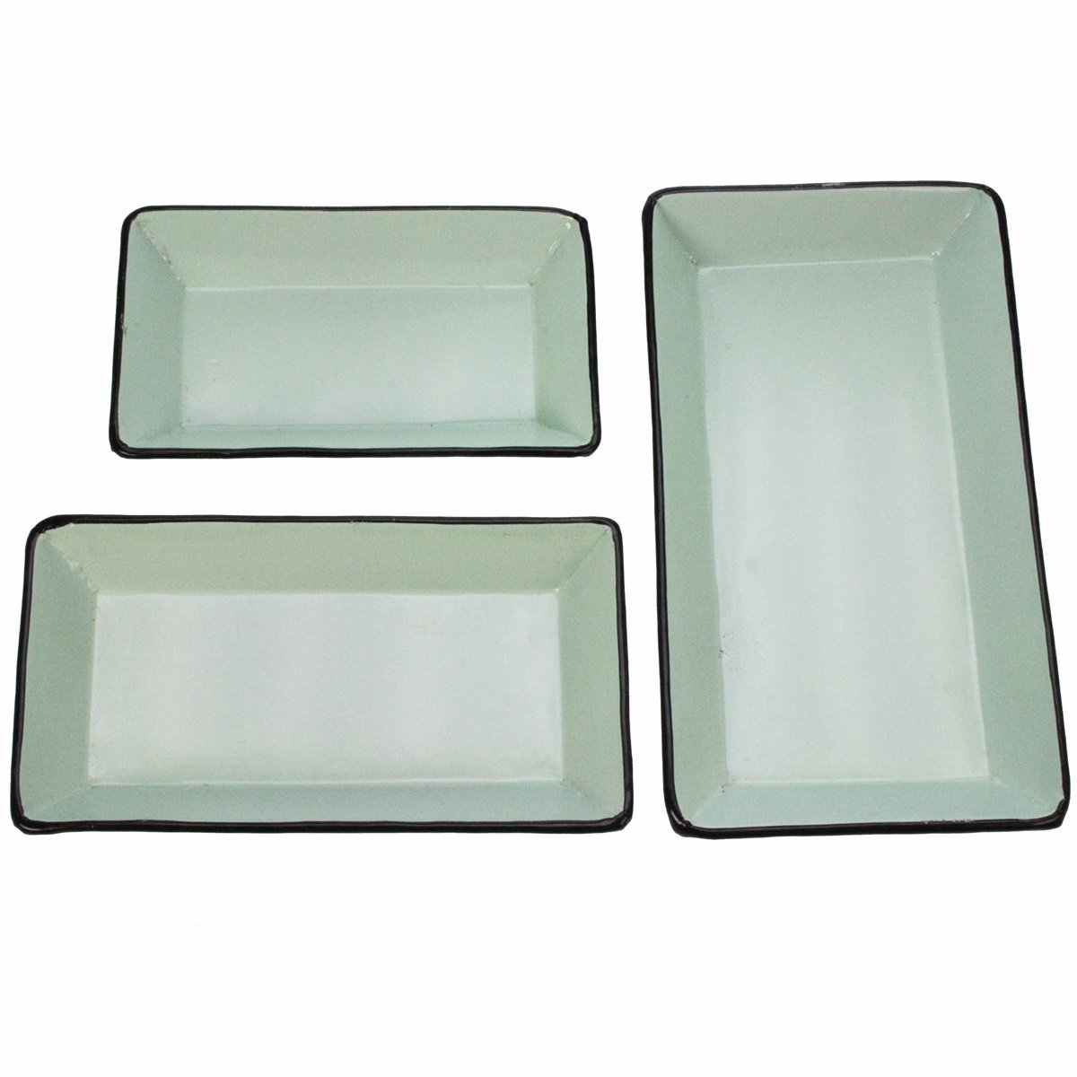 Ijzeren dienblad set/3 turquoise 28x15,5x3cm