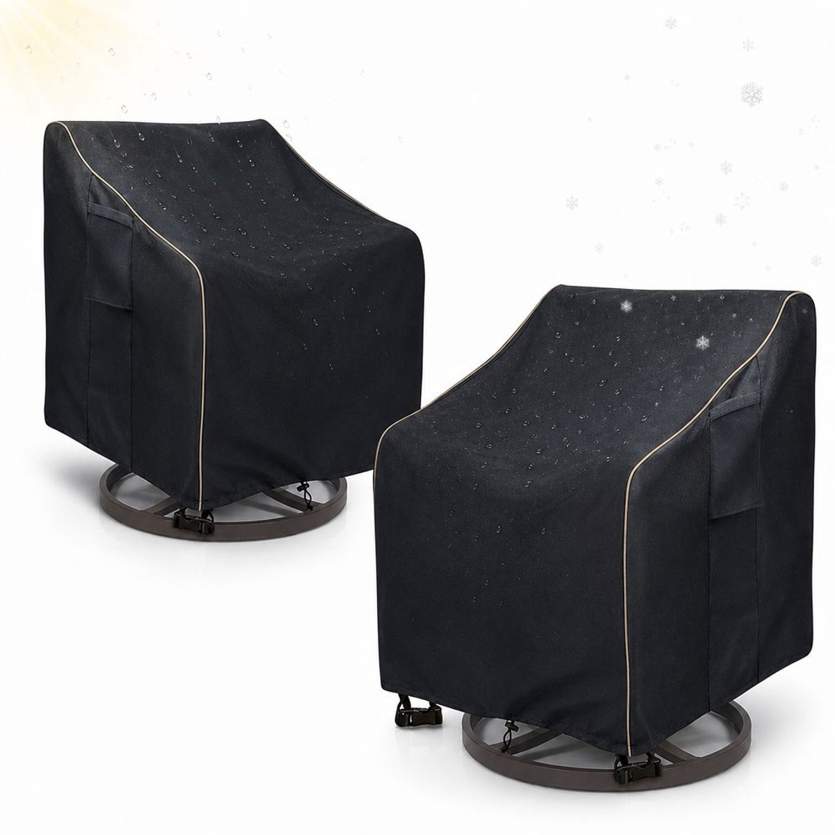 VHV Stoelhoes - Loungestoelhoes - Tuinstoelhoes waterdicht - Beschermhoes draaistoel - Voor terras en balkon Zwart