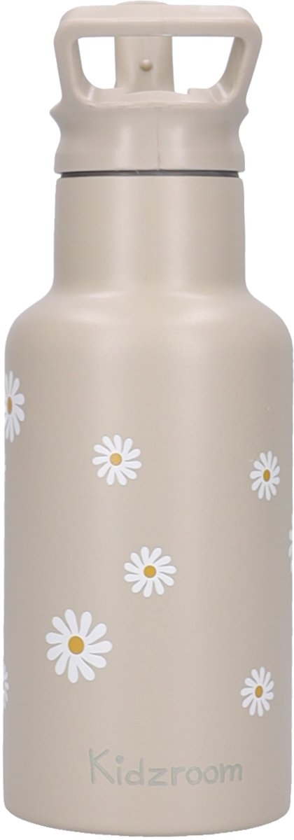 Kidzroom Nostalgia - Schoolbeker en Drinkfles - 350ml - Stainless Steel - Groen - Bloemen