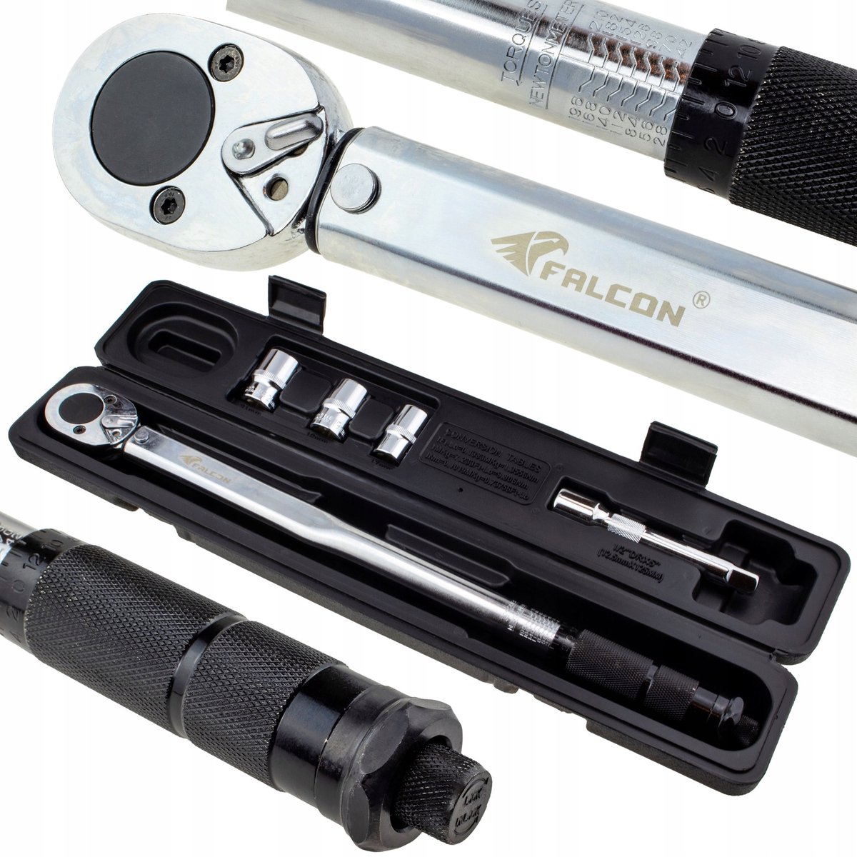 Momentsleutel 1/2" 28-210 Nm met doppen & verlengstuk