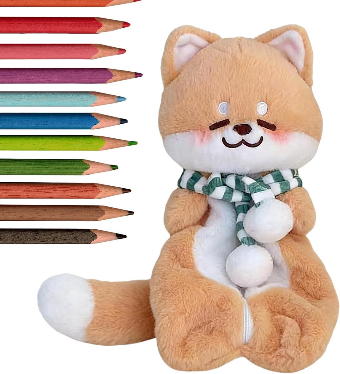 Leuk Etui - Briefpapier Tas - School Benodigdheden - Zachte Pluche Stof - 30x10x5 cm - Shiba Inu