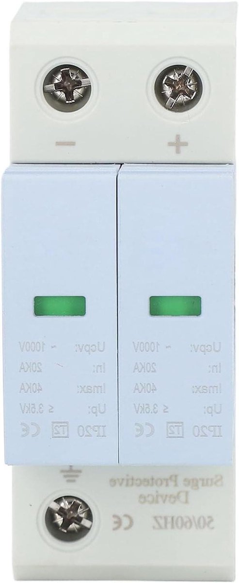 DC Overspanningsbeveiliging - Stroomstootbeveiliger - DC Systeem Bescherming - 40kA Ontlaadcapaciteit - DC1000V - Grijs