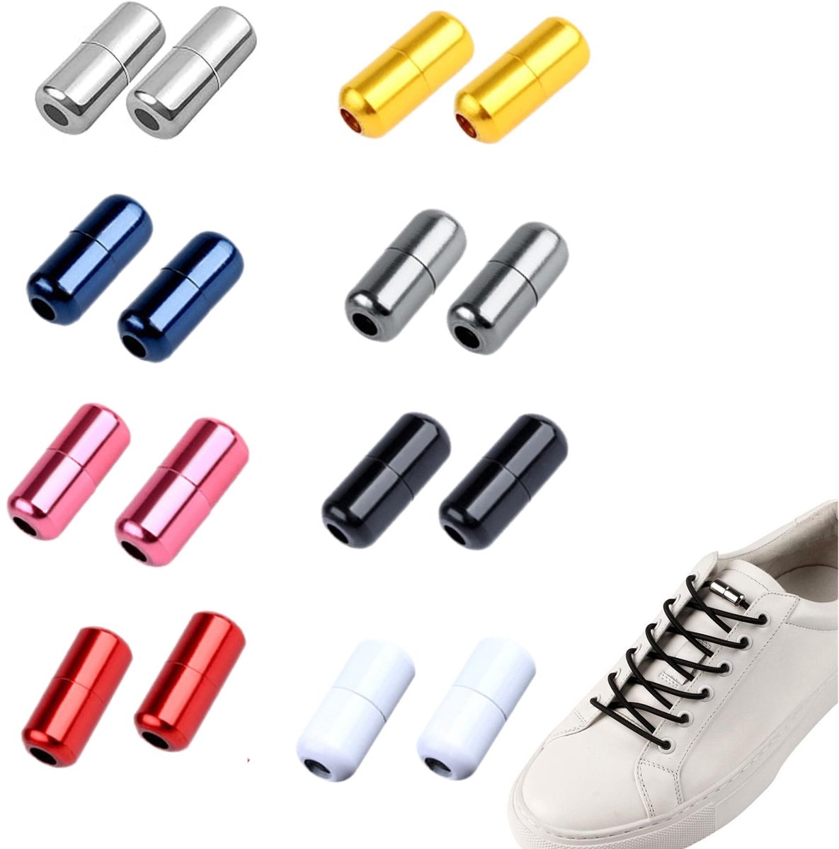Dailygoods - Metalen Sluitingen voor Schoenen - Capsule Buckles - Duurzame en Elastische Laces - Geschikt voor Diverse Schoenen - Handig en Functionee...