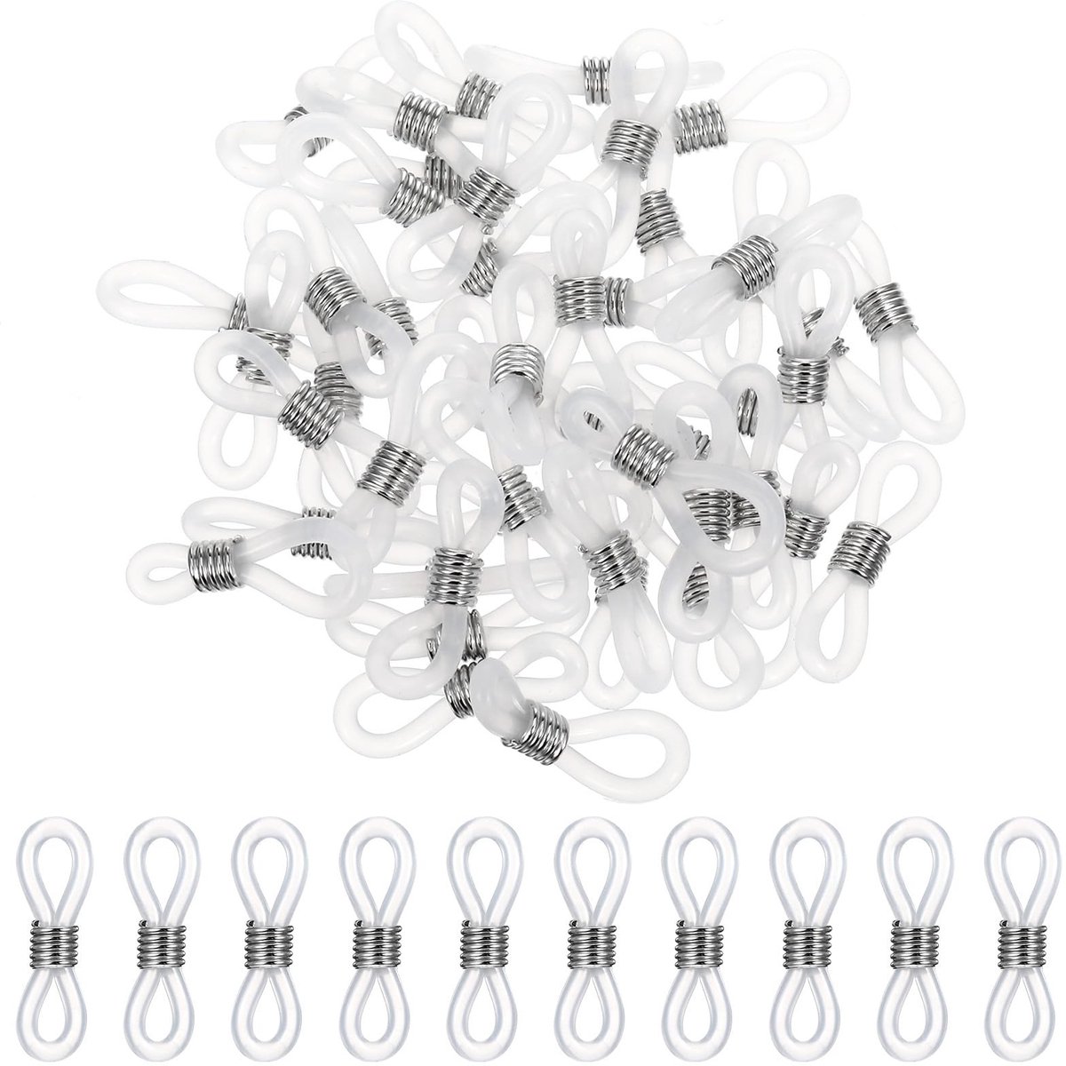 Dailygoods- Brillenkettingen 50 stuks - Verstelbare Lushouder - Silicone/Ijzer - Accessoire - Perfect voor dagelijks gebruik - 2×0,5 cm - Brilband