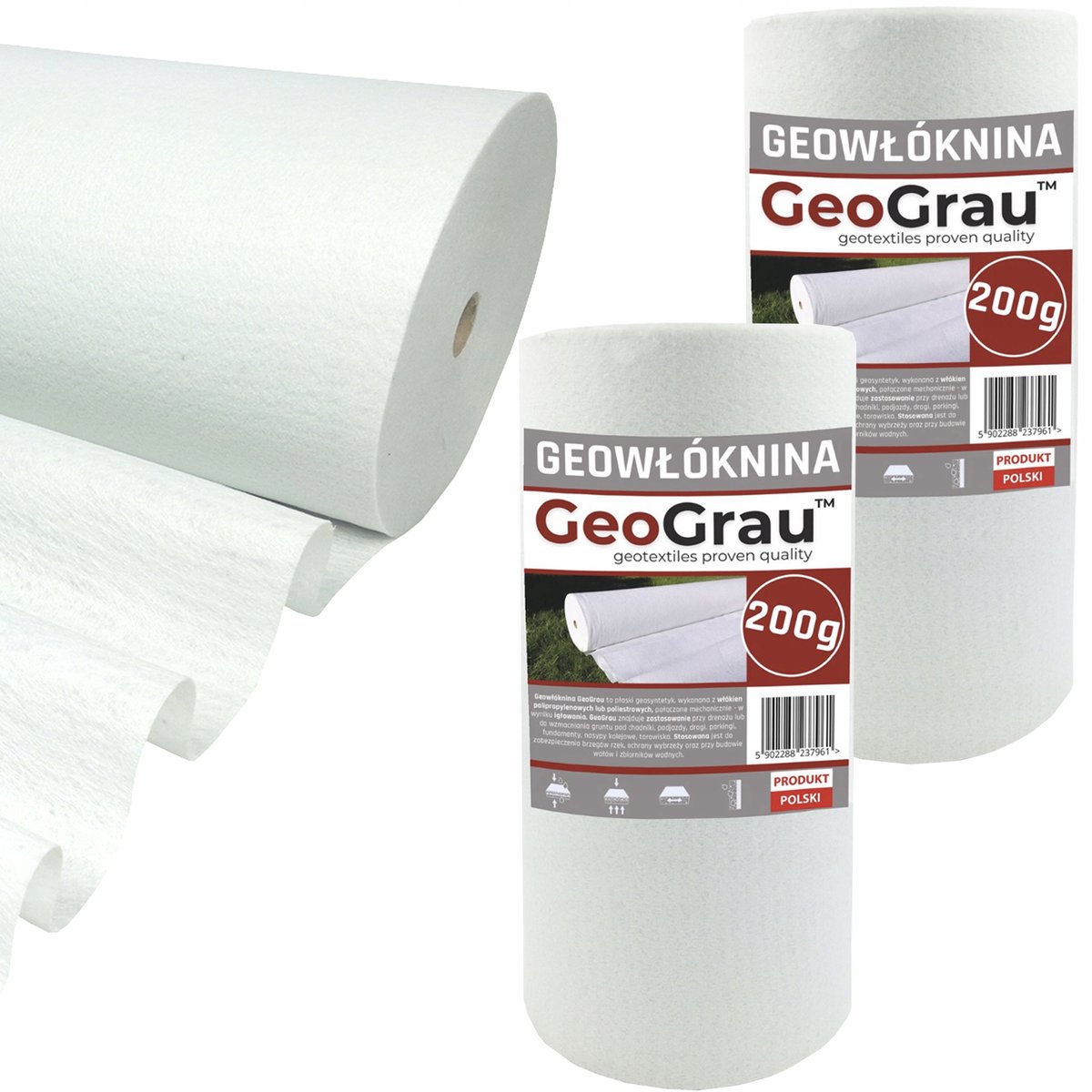 Geowłóknina GeoGrau 1x100m 200g - Drainage, stabilisatie en filtratie