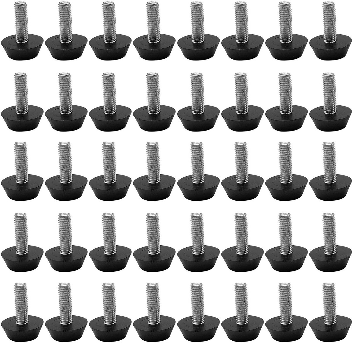 Dailygoods- Meubelpoten Verstelbaar - Nivelleringspoten Set van 40 - M6 x 20 mm - Roestvrij Staal - Antislip Basis - Duurzaam Materiaal