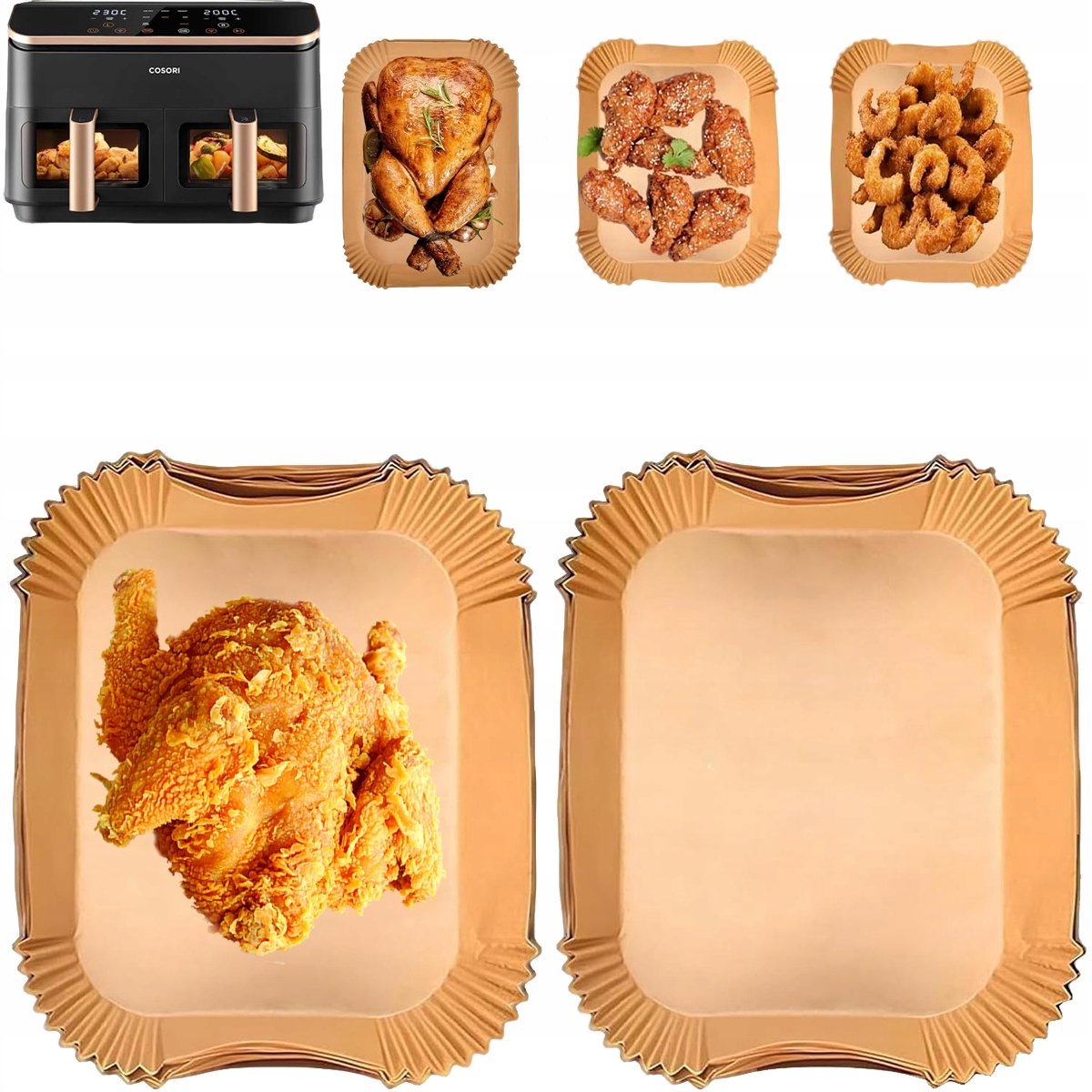 120x Airfryer Bakpapier - Rechthoekig - 21x17cm - Hittebestendig