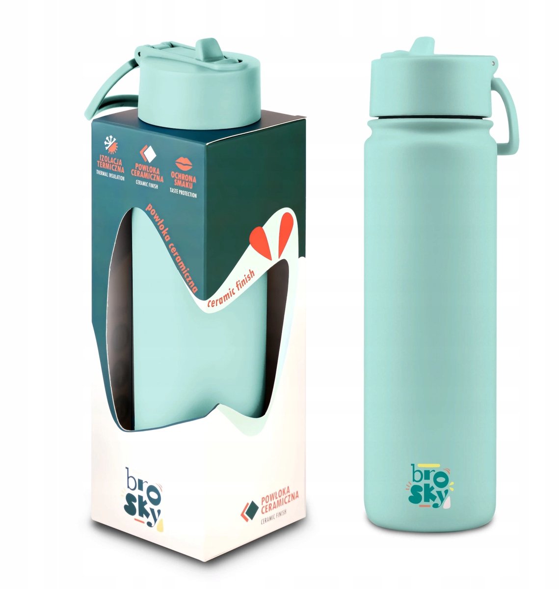 Mint Groene Waterfles Brosky Basic 680ml met Rietje - BPA-Vrij