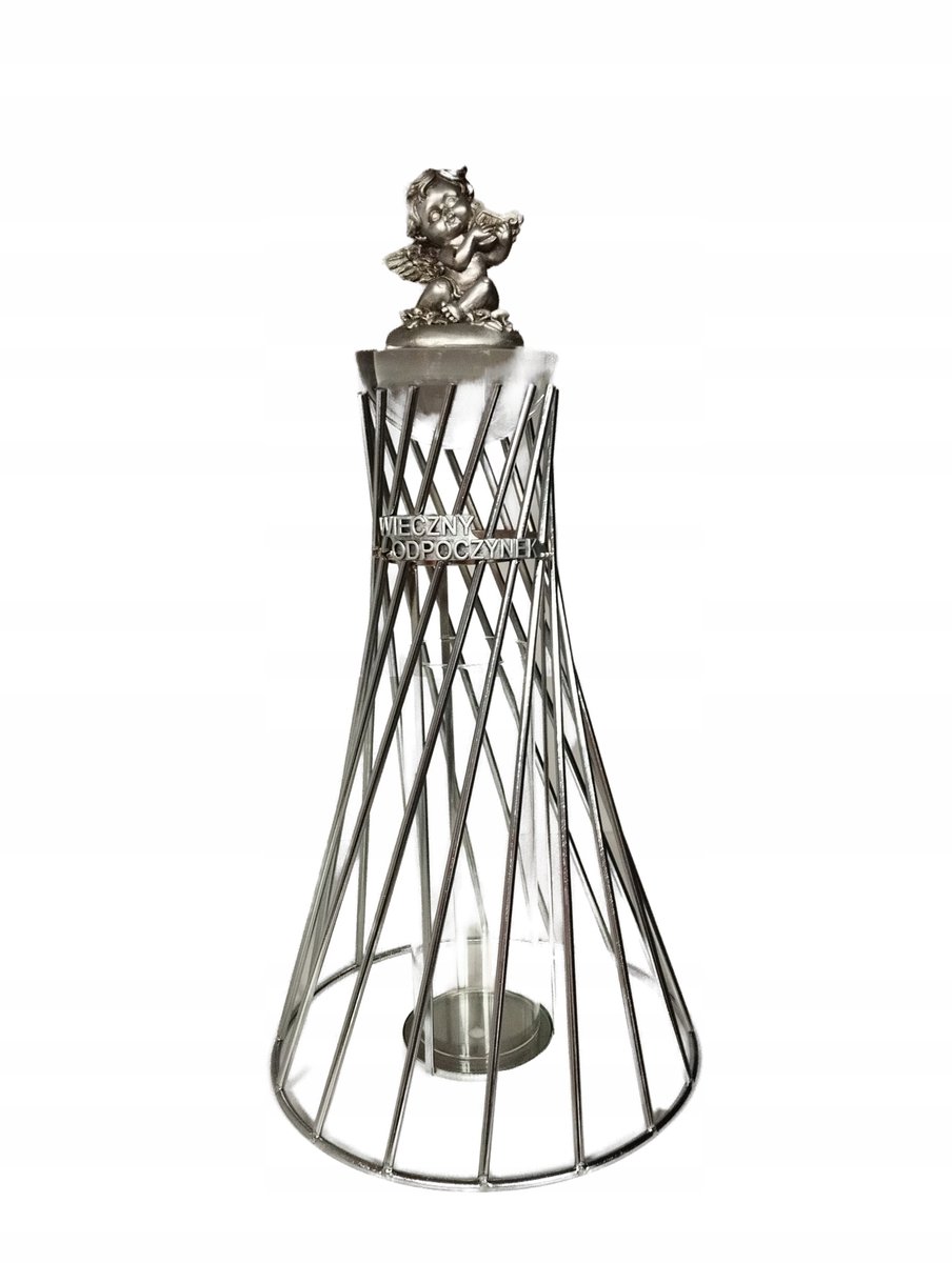 Kaarslantaarn Zilveren Torenengel - 42cm Hoog
