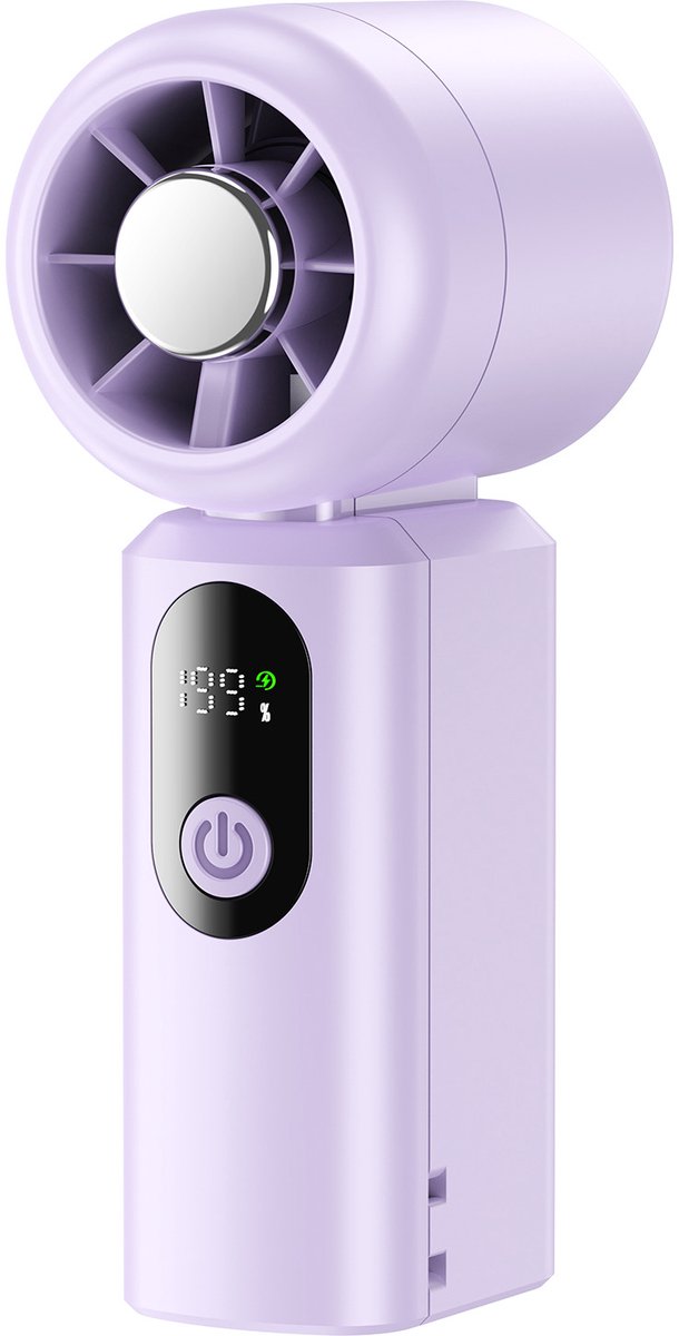 Mini ventilator - Handventilator - USB-ventilator - 199 Snelheidsstanden - Lange batterijduur - Draagbare ventilator voor wandelen, kamperen en reizen - 11,6 x 4,4 x 5,2 cm - Paars