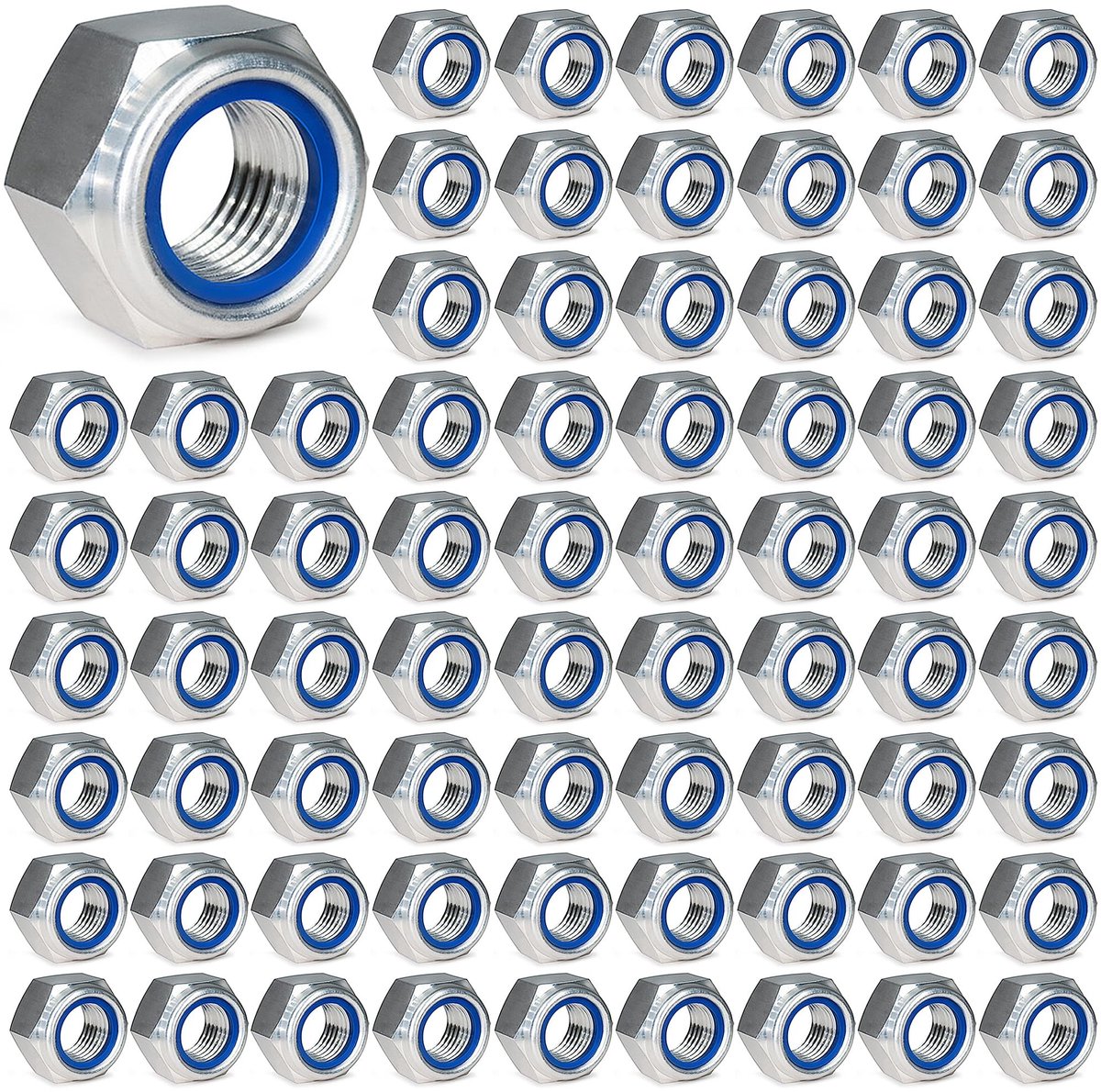 Dailygoods- Moeren M5 100 stuks - Roestvrij Staal - Zelfborgende Moeren - Zeskantmoeren - Borgmoeren - Corrosiebestendig