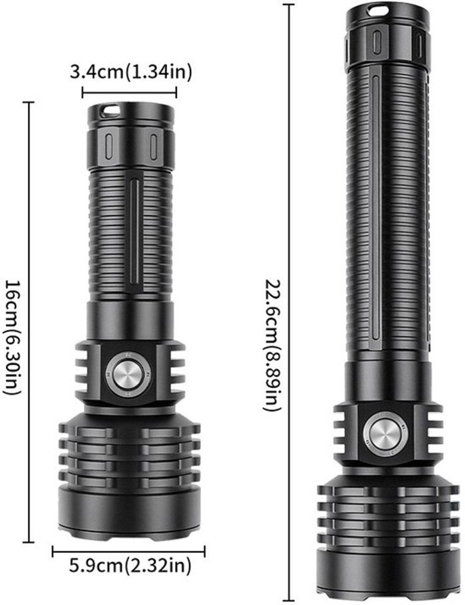 Compacte duiklamp, duikzaklamp, superheldere, oplaadbare onderwaterzaklamp, geschikt voor duiken tot 50 meter diepte, 3 lichtstanden, geschikt voor nachtduiken.