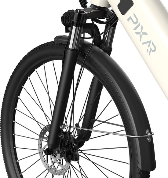 Galaxy C1 Elektrische Fiets 27.5 Inch - 36V 13Ah Accu - Shimano 7 Versnellingen - 250W Borstelloze Motor - Actieradius 40-50 km - Verende Voorvork - Mechanische Schijfremmen - LCD Display - Voor- en Achterlicht-wit van galaxy — afbeelding 2