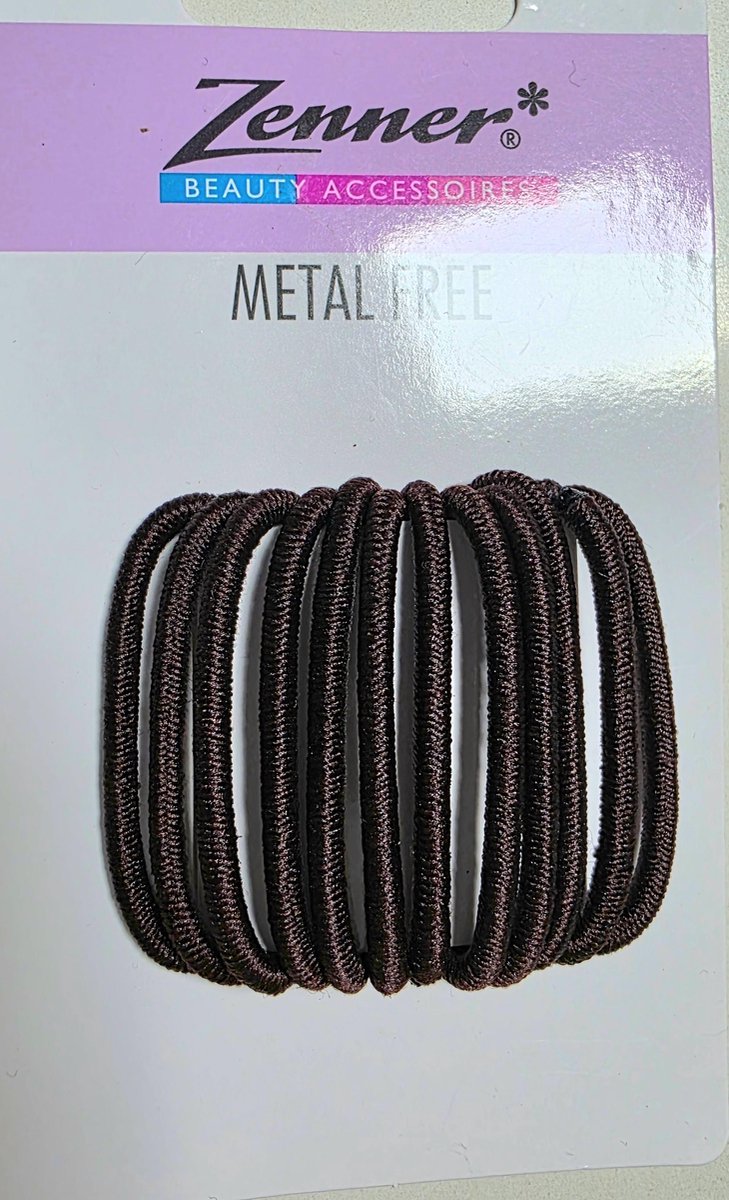 Zenner haarelastiekjes bruin - 12x haarelastiek klein metalfree - metaalvrij - metaalvrije haarelastieken small