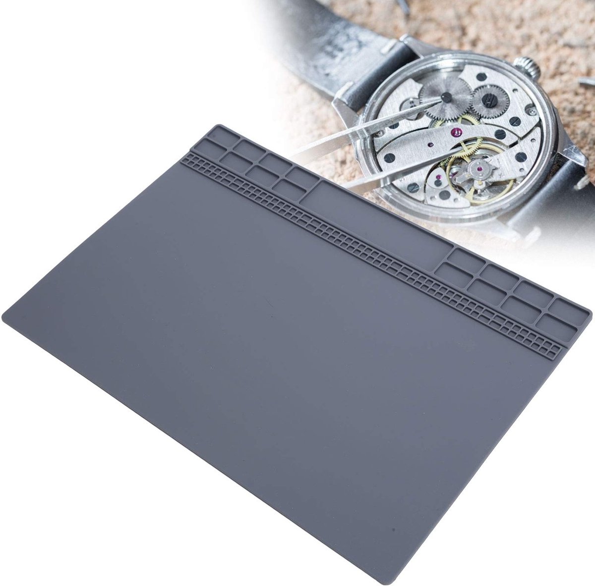JHUBERS - Werkmat Rubberen Mat - Antislip Horlogereparatie - Grijs - Ondersteunend Onderhoudsaccessoire voor Elektronica - Geschikt voor Horlogemak...