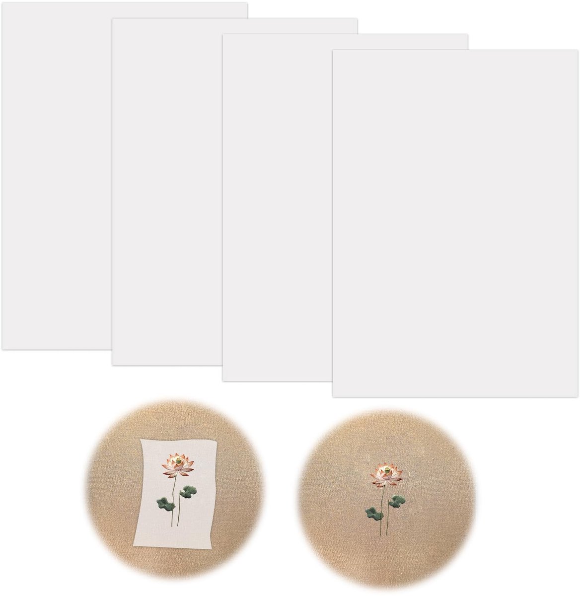 BRENZOOS- Wateroplosbaar Borduurpapier Set van 4 - A4 Formaat - Afneembare Borduurfilm - Hoge Kwaliteit - Sterke Hechting - Ideaal voor Borduurprojecten - Borduurvlies
