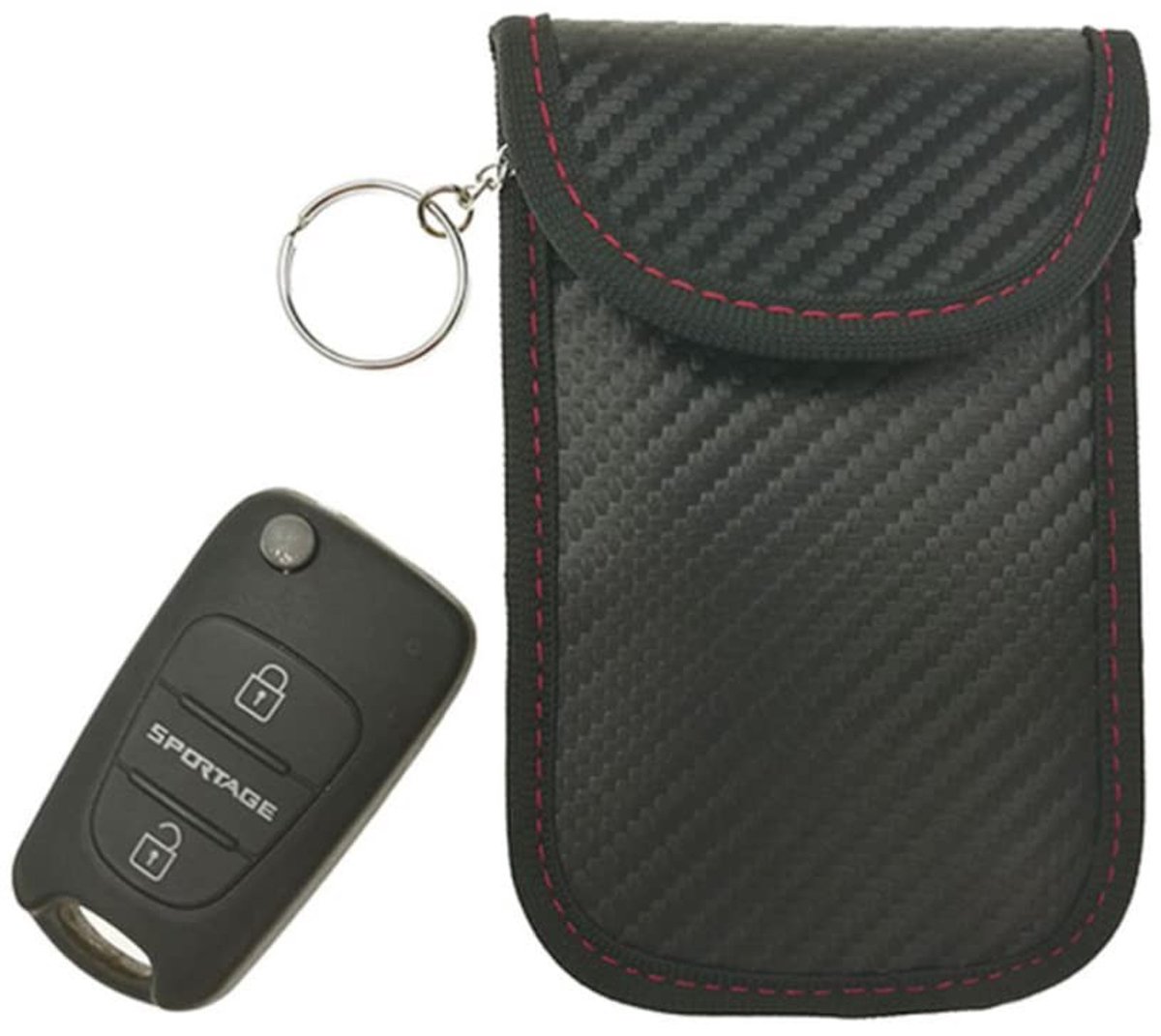 BRENZOOS- Autosleuteltas - 2-Pack - Anti-diefstal Tas - RFID Signaal Blokkering - Zinklegering Haak - 14.5x9.5cm - Sleutelzakje