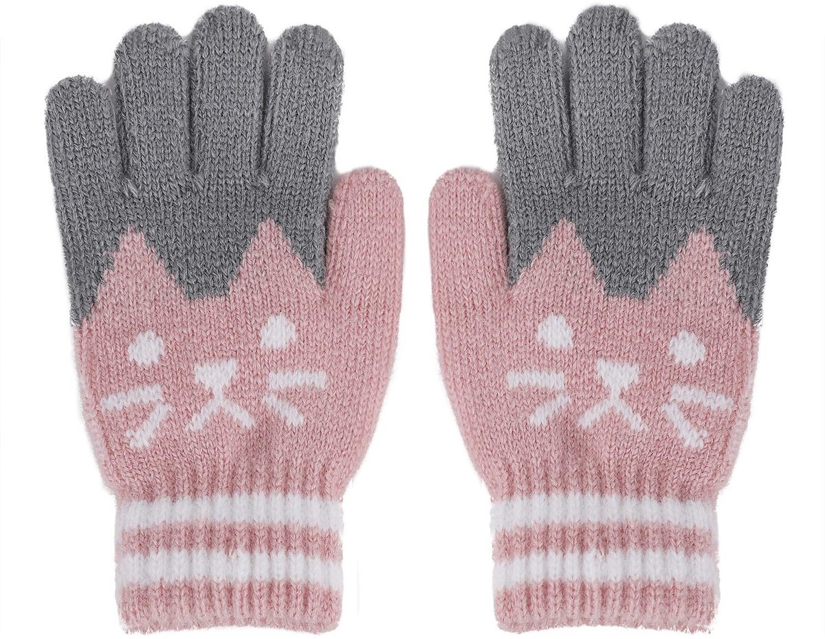 BRENZOOS- Vingerhandschoenen Uniseks - Warme Kinderhandschoenen - Antislip - Gebreide Handschoenen - 3-8 Jaar - Zacht en Elastisch - Winterhandschoenen