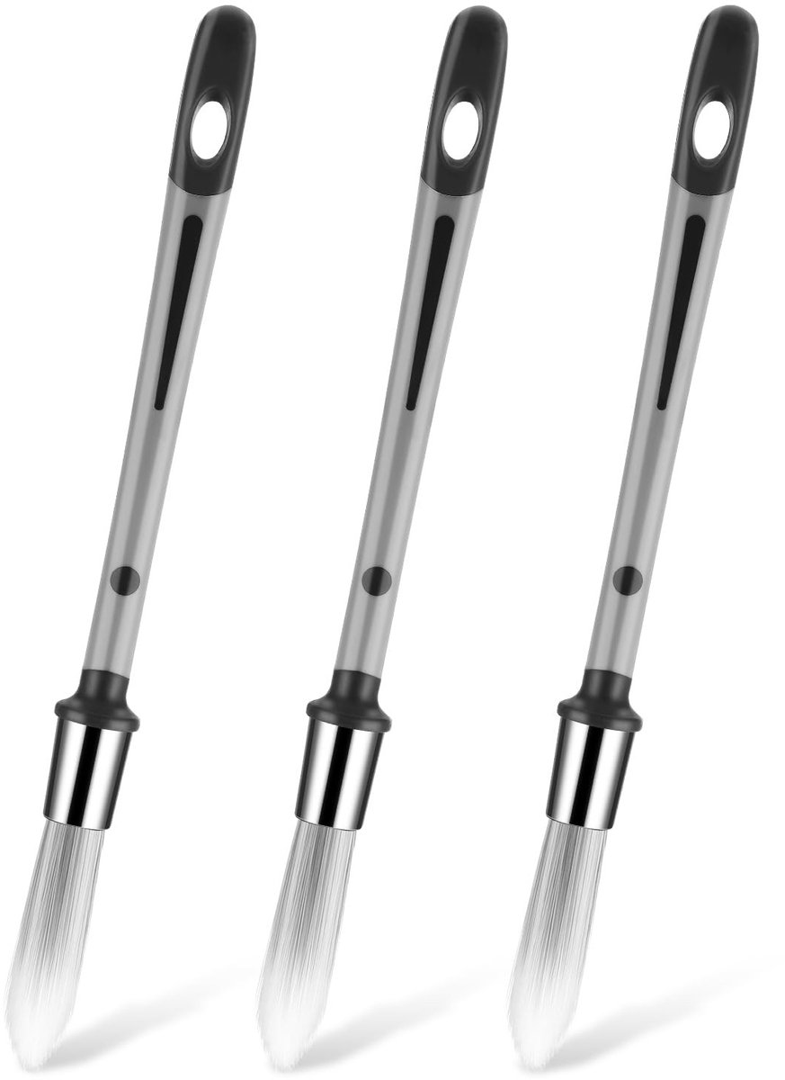 BRENZOOS- Verfkwasten Set van 3 - Ronde Kwasten - Kleine Kwasten - Geschikt voor Smalle Gebieden - Efficiënt Schilderen - Lengte 21 cm - Penselen