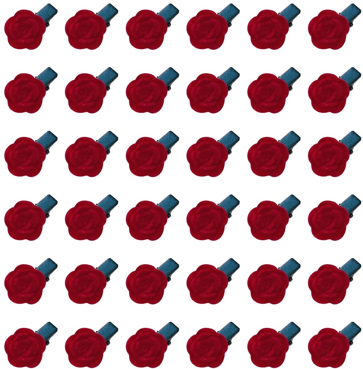 Dailygoods- Haarclip Rood Fluwelen Mini Rose - Haarspeldjes Dames - Haarspeldjes Meisje - Vintage Bruidsaccessoire - Hoofddeksel Party - 36 Stuks - Haarspeld