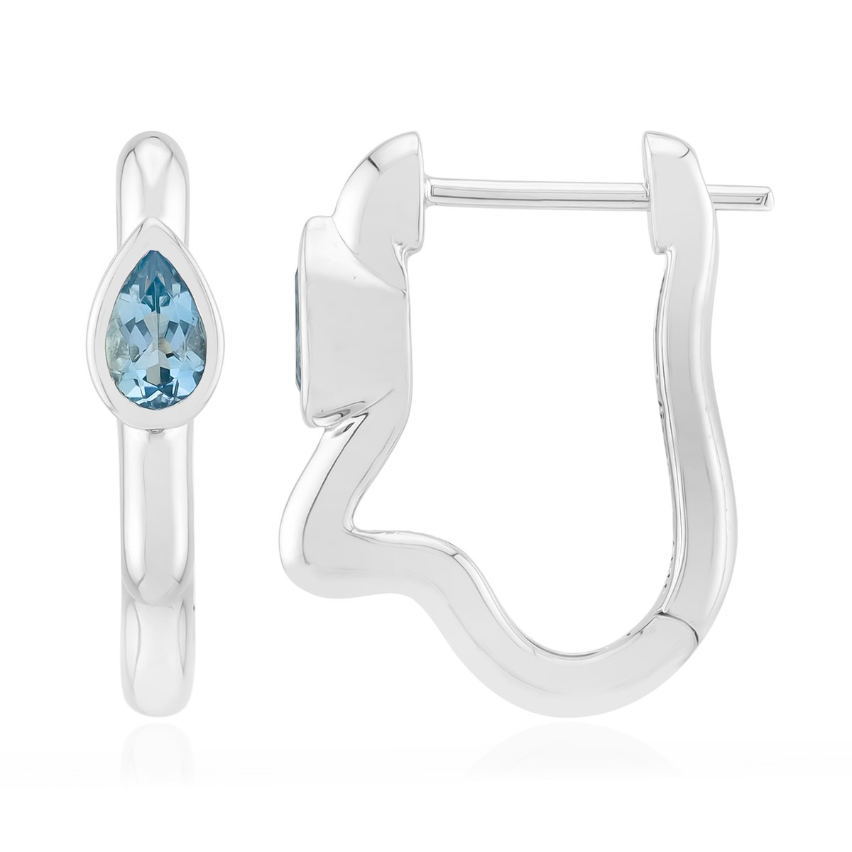Cavill - Zilveren Oorhangers - 925 Sterling Zilver Gerhodineerd - Santa Maria Aquamarijn 0,31 Ct - Elegante Blauwe Peervormige Oorbellen