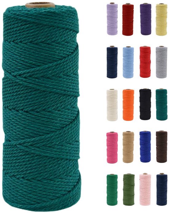 Macramé garen - 100m Natuurlijk katoen - Duurzaam en Sterk - Donkergroen - Creatieve knutselprojecten - Geschikt voor DIY Decoratie — afbeelding 5