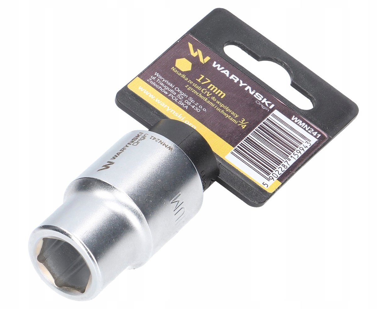 Dopsleutel 3/4" 17 mm zeskant DIN 3124 Cr-V staal