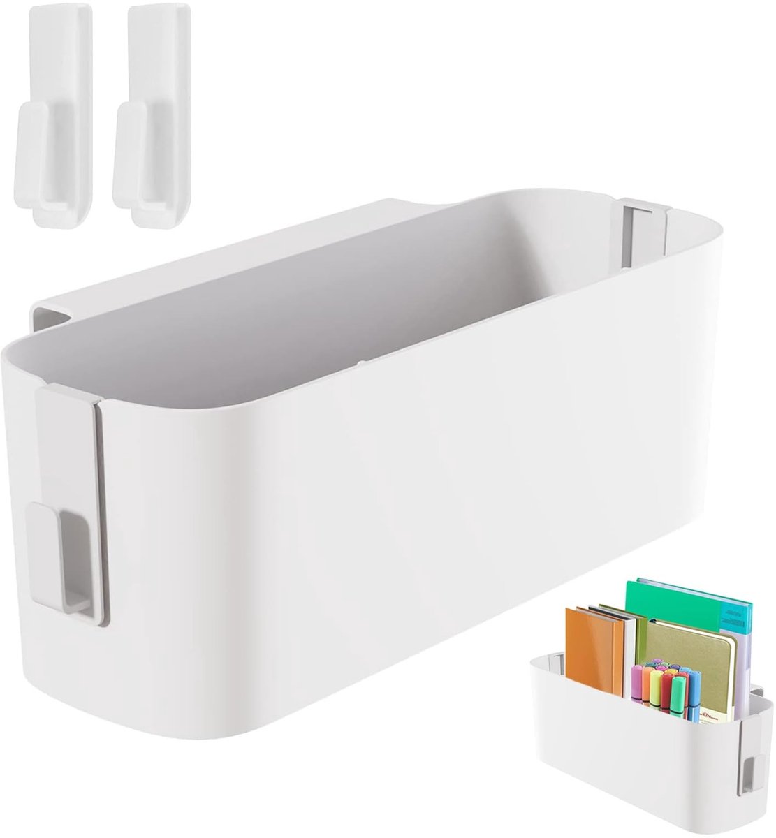 Dailygoods- Bed Organizer - Opbergmand voor Bed - 2 Verwijderbare Haken - Plastic Opbergmand - 33 x 11 x 12 cm - Geschikt voor Boeken en Telefoons