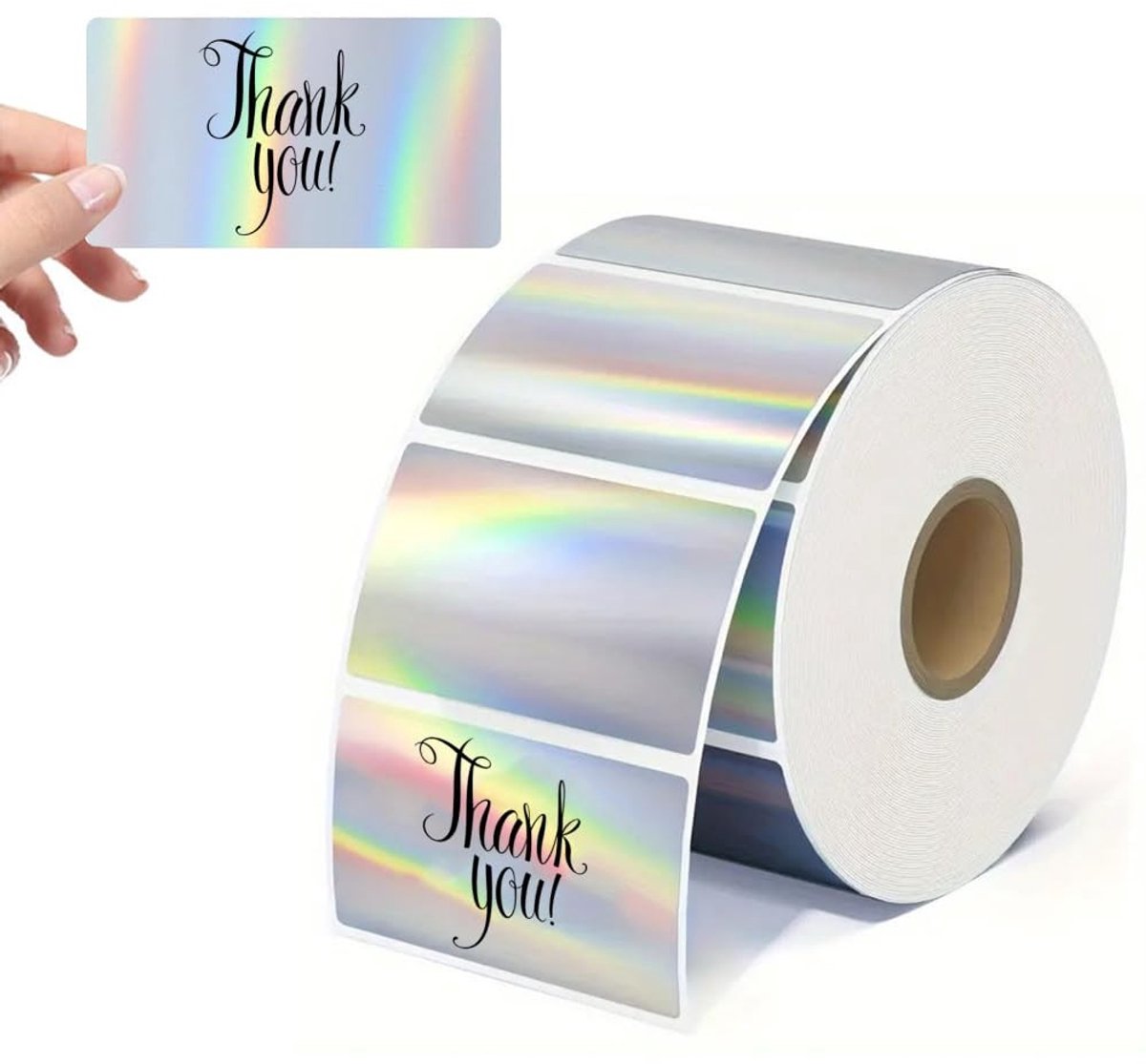 Dailygoods- Thermische Etiketten Holografisch - Waterdichte Etiketten - Etiketten Rond/Vierkant - 400/500 Stuks - Professionele Hechting - Kleurrijk Design