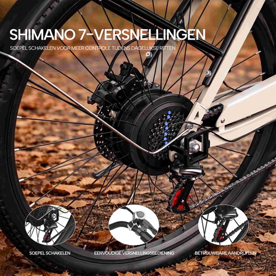 Galaxy C1 Elektrische Fiets 27.5 Inch - 36V 13Ah Accu - Actieradius tot 50 km - Shimano 7 Versnellingen - 250W Motor - Verende Voorvork - LCD Display - Mechanische Schijfremmen-zwart van galaxy — afbeelding 4