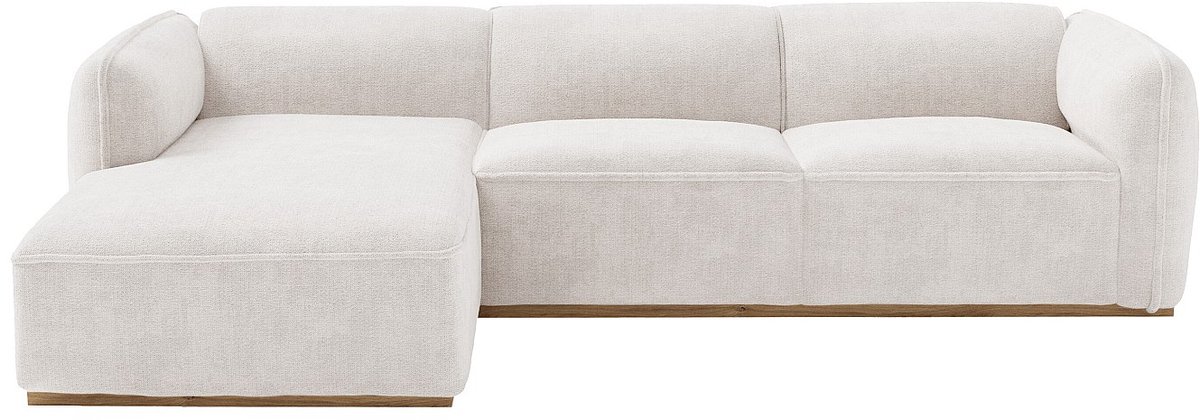 Vente-unique Hoekbank links in beige chenillestof en houten onderstel CANOBRU