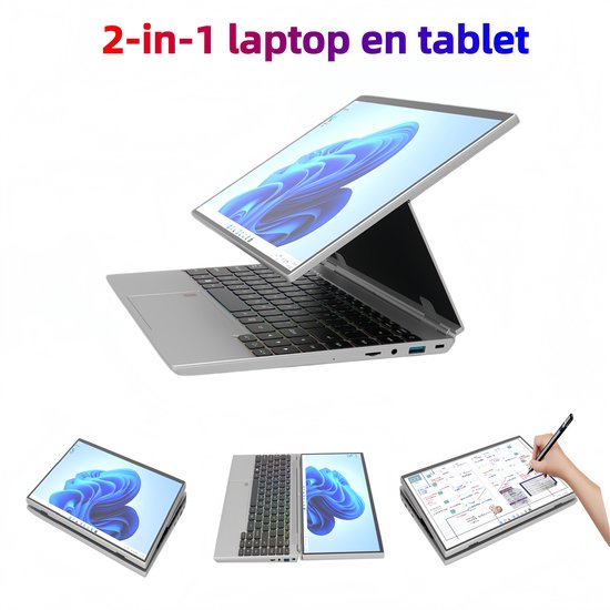 14" Touchscreen Laptop, Intel N5105, 16GB RAM, 1TB SSD, RGB Regenboog Backlit Toetsenbord met Ronde Toetsen, Vingerafdruksensor, 180° Klapbaar, Ingebouwde Stand, IPS 1920x1200, 92% Schermrandloos – Windows 11 - XYLORE - Hoofdafbeelding