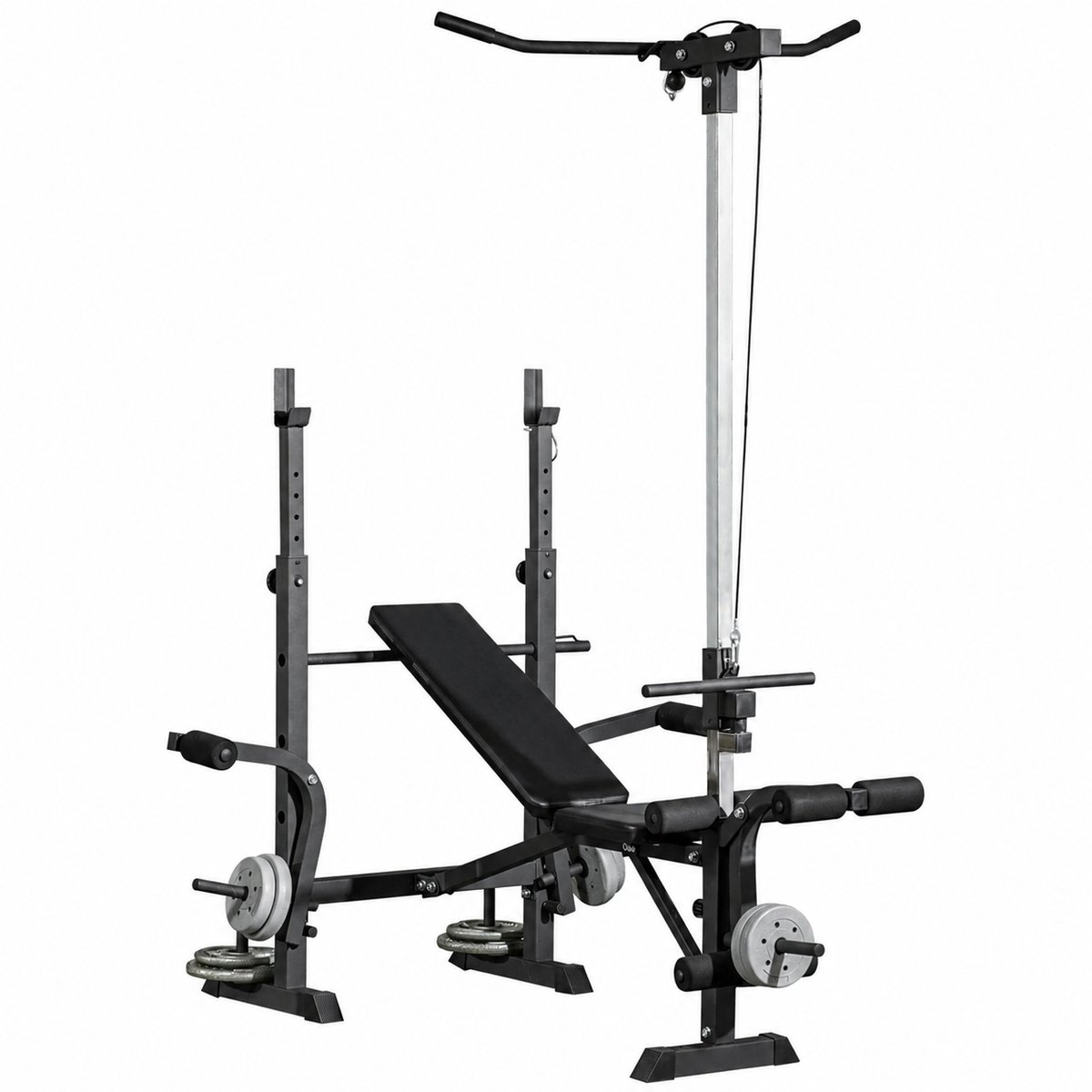 Multifunctionele Krachttrainingsbank met Katrolsysteem - Verstelbare Fitnessbank - Vlindertrainer - Leg Developer - Halterrek - Full Body Home Gym - Max. 300 kg