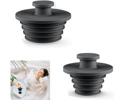 Set van 2 - Badkuipstop - Wastafelstop - Douchestop - Badkuipstop - Wastafelstop - Pijpstop - BPA-vrij - Siliconenmateriaal - Geschikt voor badkuipen, wastafels, enz. - Eén grote en één kleine - Zwart