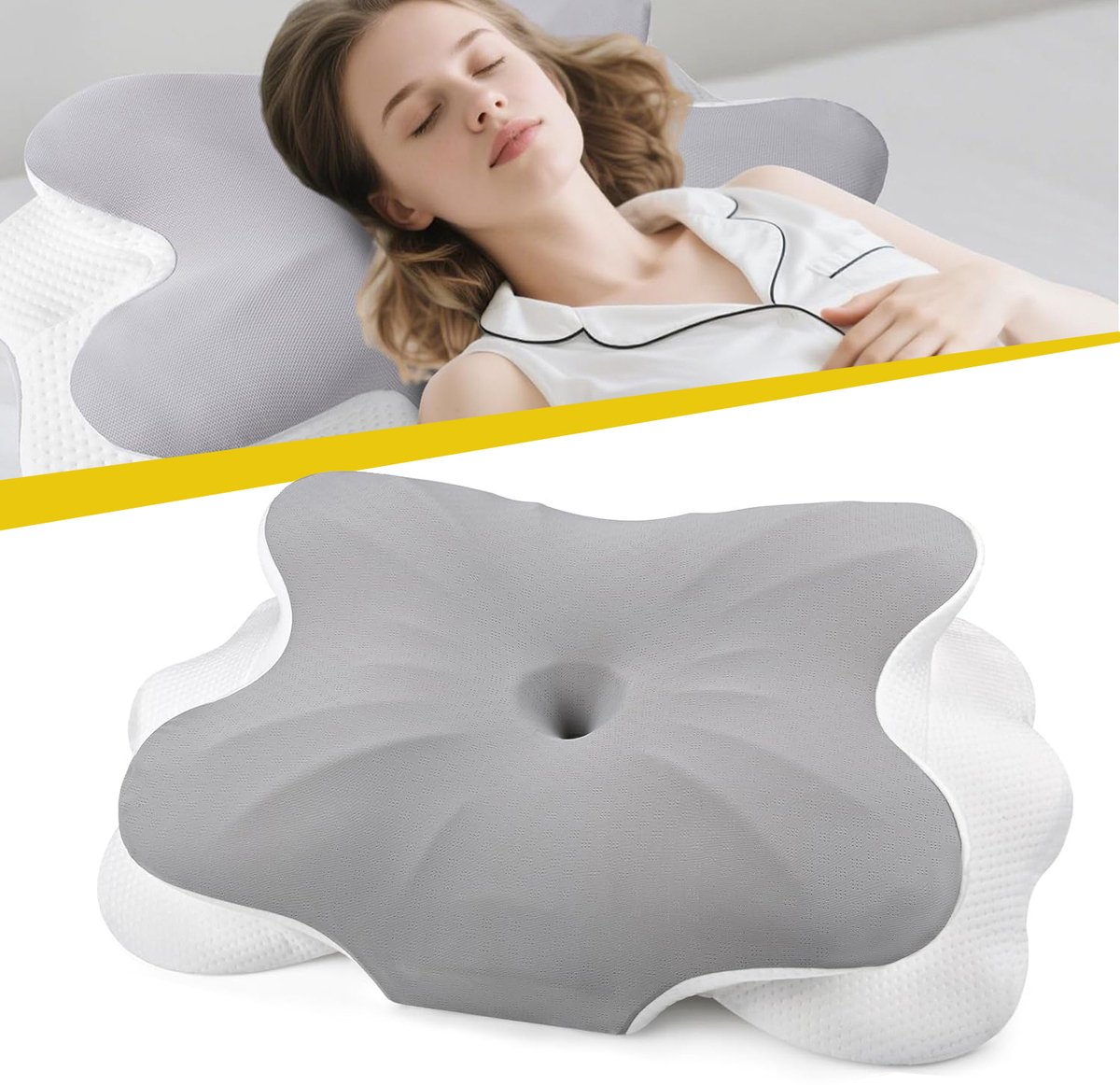 Kussen Van Traagschuim - Ondersteunend Nekkussen - Pijnverlichtend Kussen Voor Zijslapers - Ergonomisch Nekkussen - Hoofdkussen Voor Zij- Rug- En Buikslapers