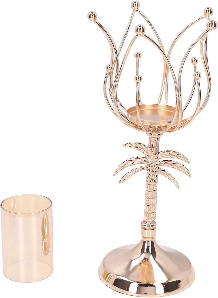 Kaarsenstandaard Set - Metalen Houders - Sfeervol Diner - Stabiele Ronde Basis - 30 x 13.5 cm - Goud