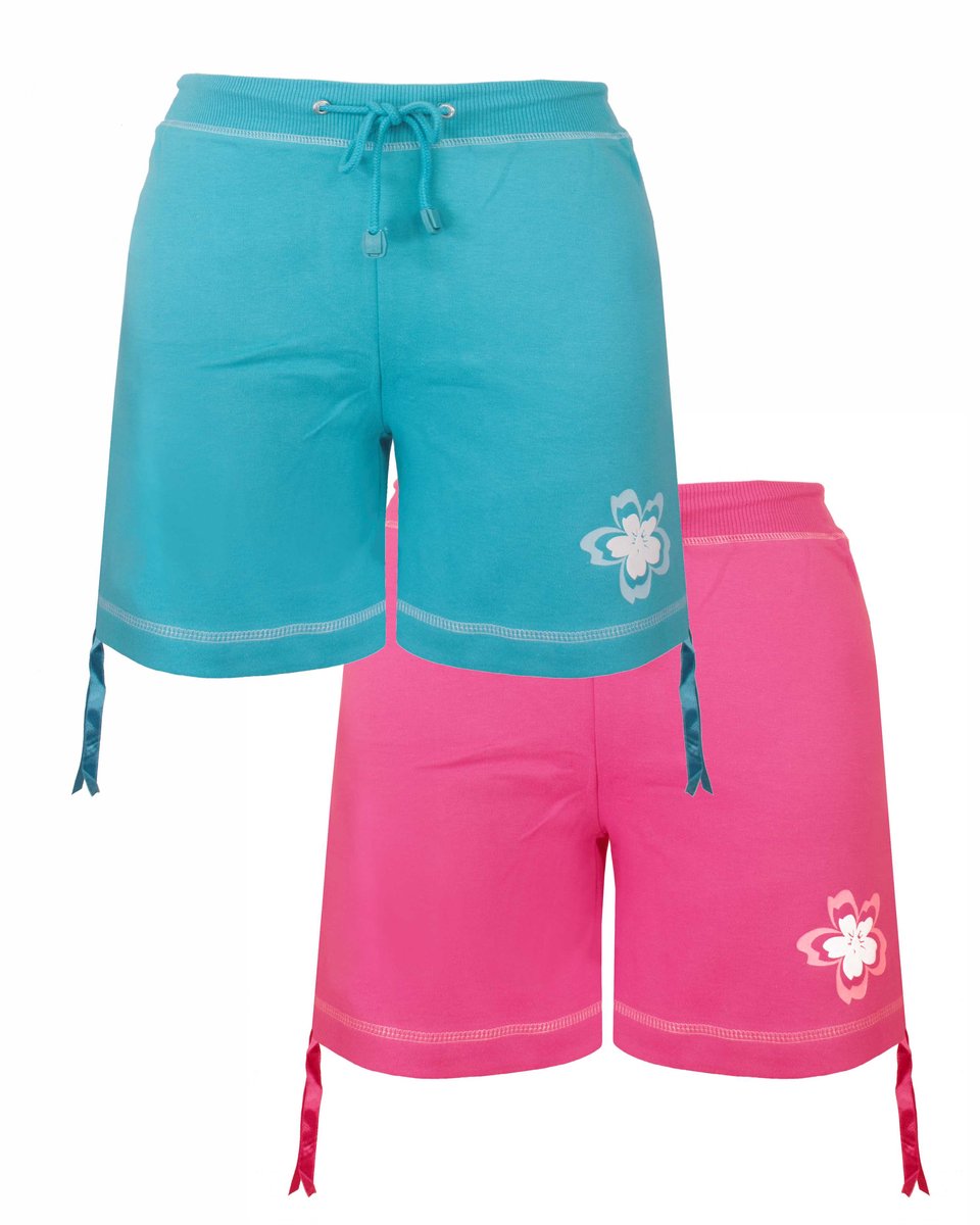 Meisjes short per twee stuks, kleur Capri en Fuchsia KBM59050B Maat 140
