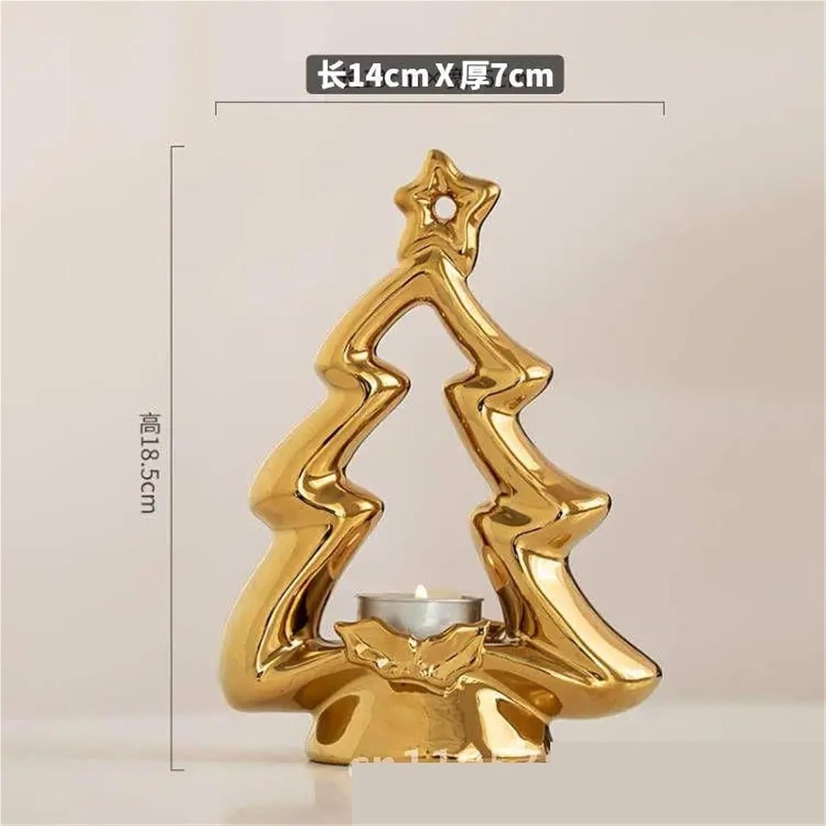 Kandelaar Boomvorm - Kaarsenhouder Decoratief - Feestelijke Sfeer Creëren - Handgemaakt Keramiek - 10x10x10 mm - Goud