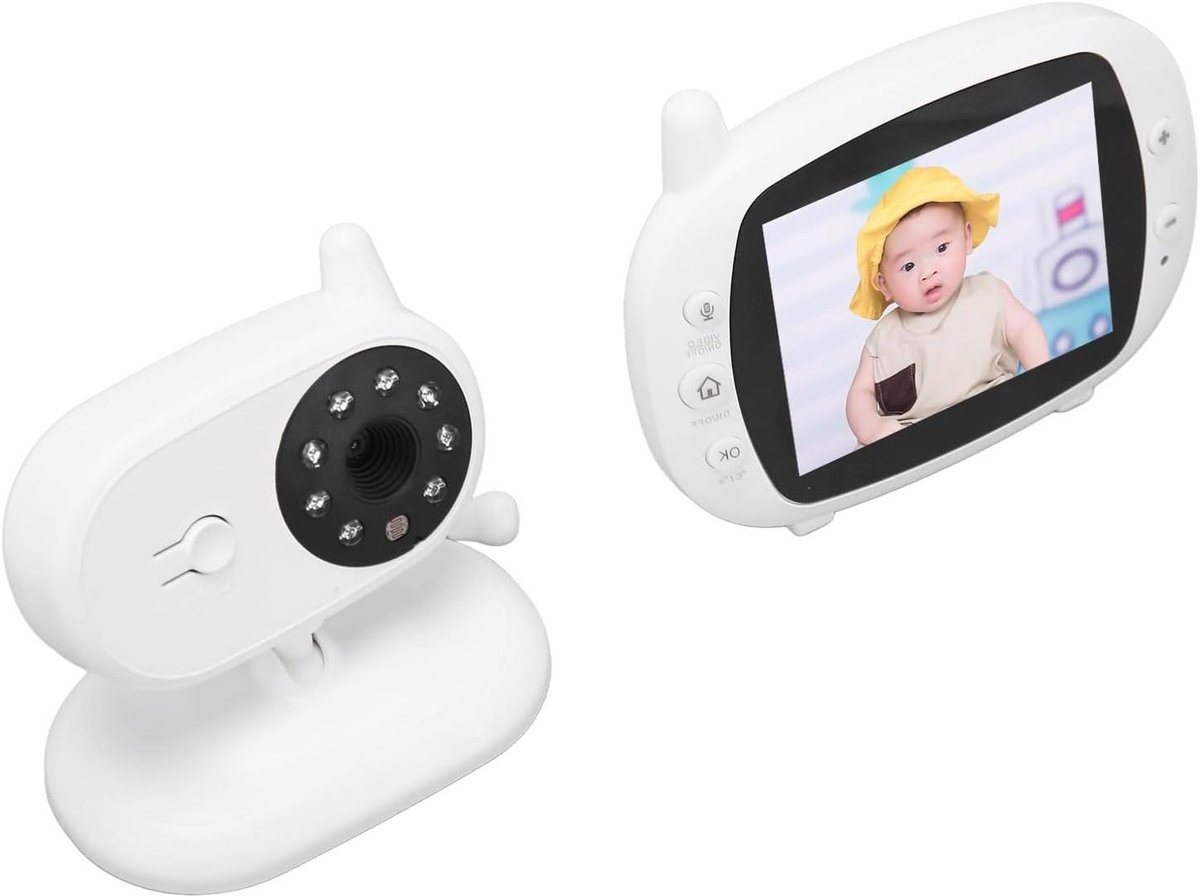 Babyfoon met Camera - Video Monitor - Baby Bewaken - Lange Batterijduur - 3.5 Inch Scherm - Wit
