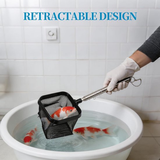 3D aquariumschepnet, vierkant, zwart, klein schepnet met handvat voor aquarium, net 8 cm breed, voor overdracht, siervissen, garnalen — afbeelding 2
